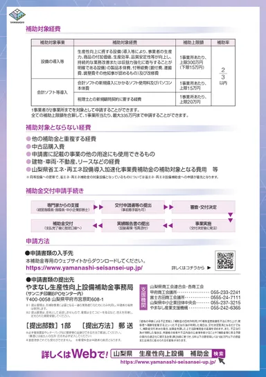 山梨県中小企業等 生産性向上設備整備等 支援補助金 チラシ02