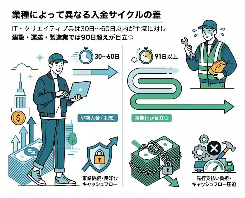 業種によって異なる入金サイクルの差