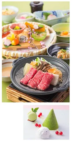 日本料理・しゃぶしゃぶ・鉄板焼「有馬」ランチコースとオプションデザートのイメージ