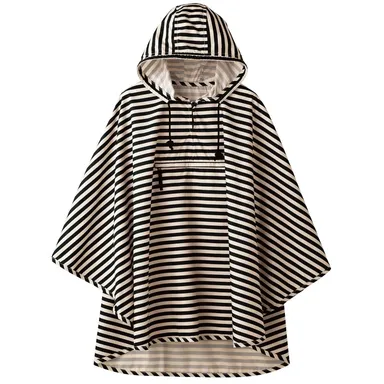 ストライプはっ水レインポンチョ（ポーチ付き）