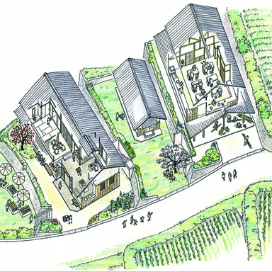 由井 真波　京都府井手町　まちづくりセンター鳥瞰図