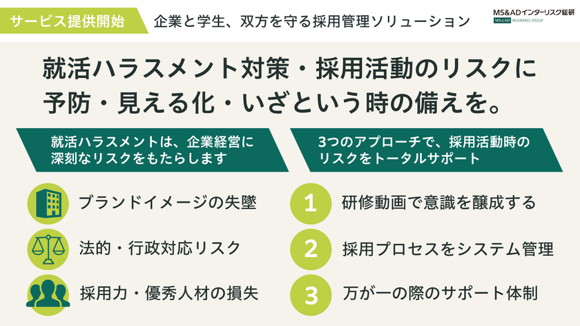 就活ハラスメントリスク、“現場任せ”から“仕組み管理へ
ワークス・ジャパンとともに
採用活動におけるリスクマネジメントを強化