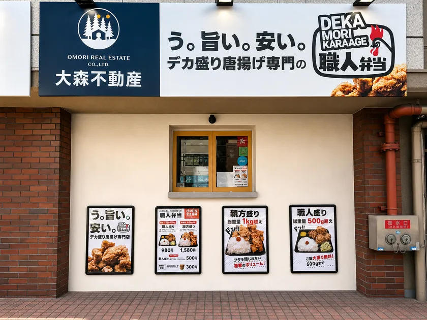 う。旨い。安い。デカ盛り唐揚げ専門の「職人弁当」大阪十三店の店舗外観