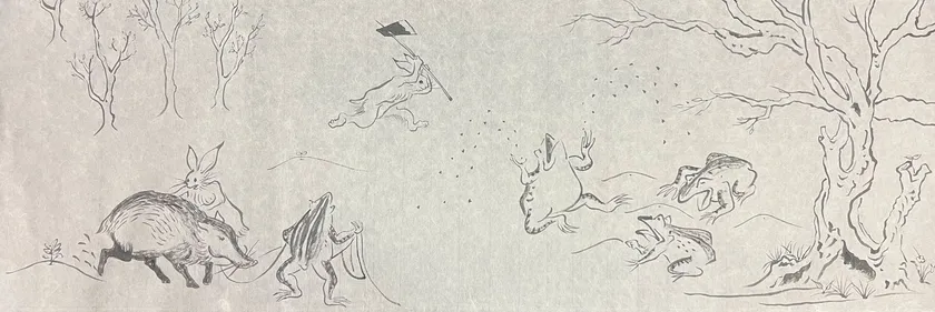 絵巻の一部(トロロアオイの栽培シーン)