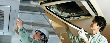 空調設備士の作業風景