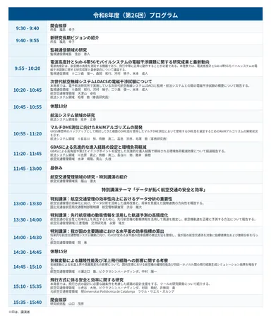 令和8年度　電子航法研究所　研究発表会　講演プログラム
