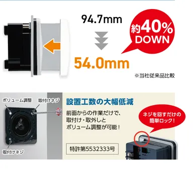 コンパクトデザインで簡単設置