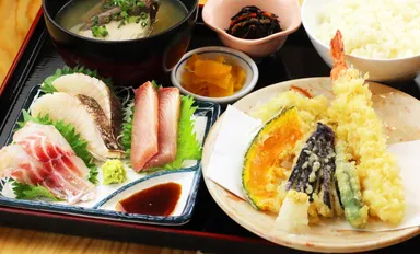 天ぷら地魚刺身定食