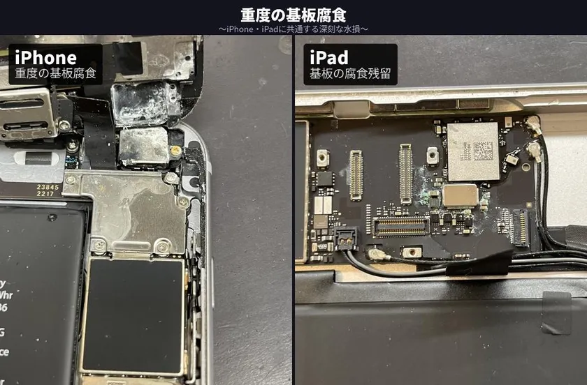 重度の基板腐食 ~iPhone・iPadに共通する深刻な水損~