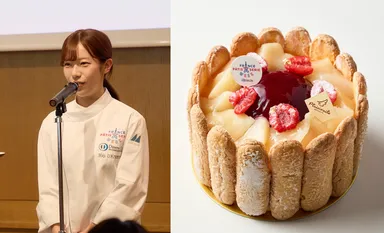 「Patisserie Plaisiraile」シェフパティシエール 石渡 未来氏の「シャルロット・オ・ペッシュ」