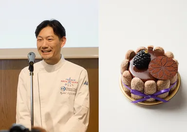 「ポムルージュ」オーナーシェフ 小熊 亮平氏の「シャルロット・ノワール」