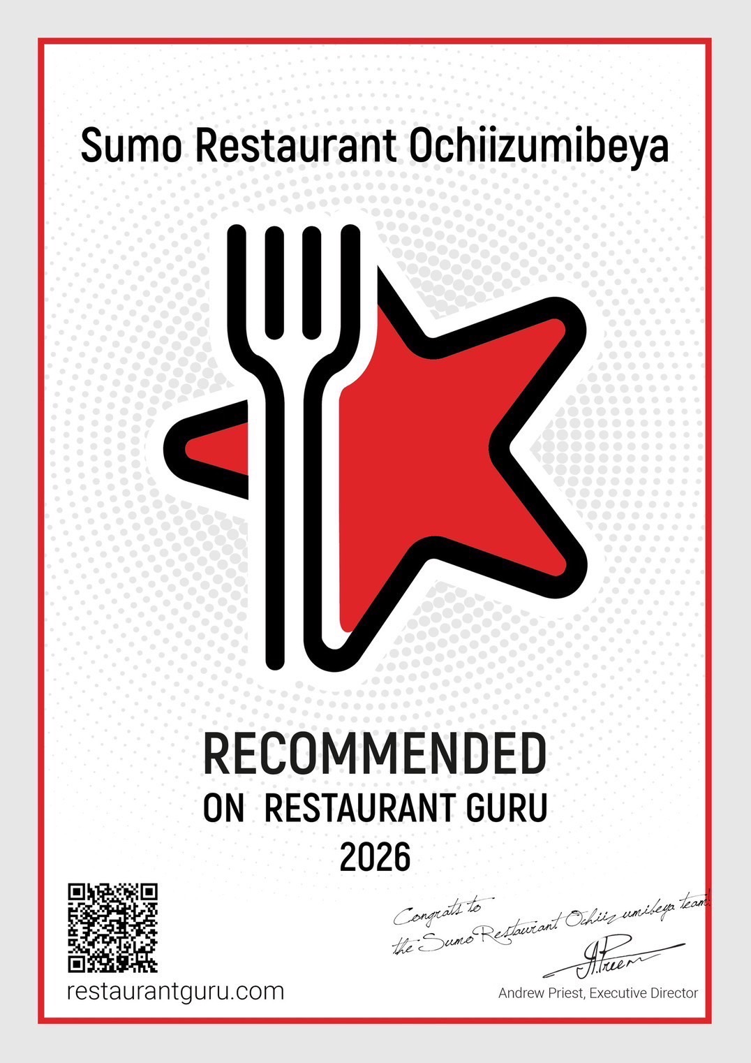 ��塦��󤯤�������Ρֱ����������פ�Restaurant Guru Recommended �����