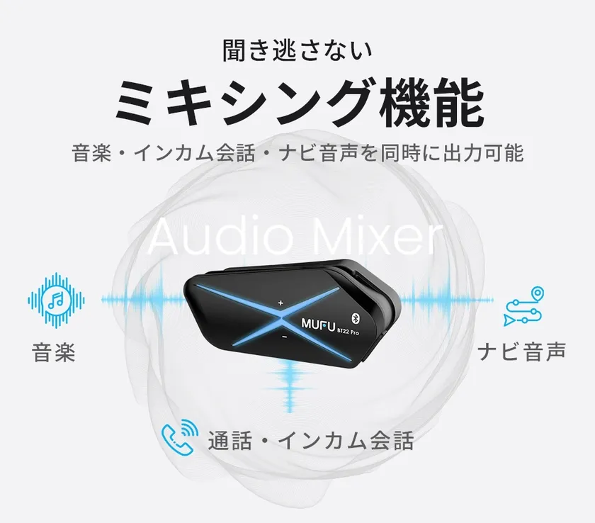 通話と音楽やナビ音声を同時に聴けるミキシング機能
