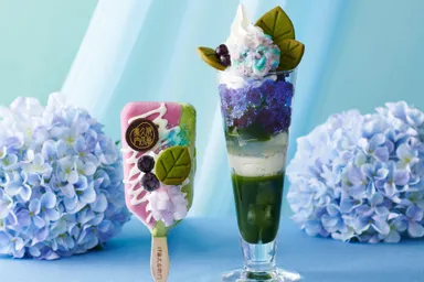 抹茶パフェアイスバー あじさい ＆ 紫陽花パフェ