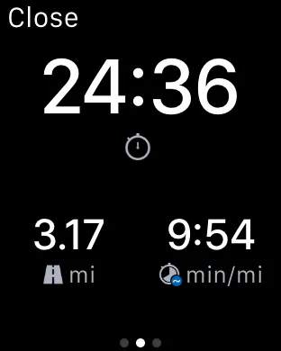 ランニングやウォーキング中に、時間、距離、ペースなどを表示