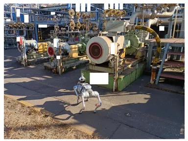 図5. データ収集中の四足歩行ロボット