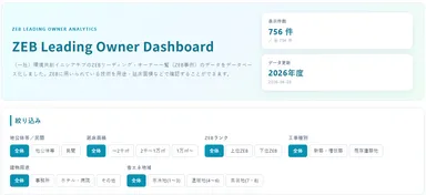ZEB Leading Owner Dashboard ― 756件のZEB事例を技術構成で横断検索