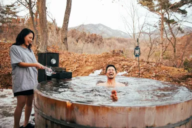 浅間山湧水の水風呂