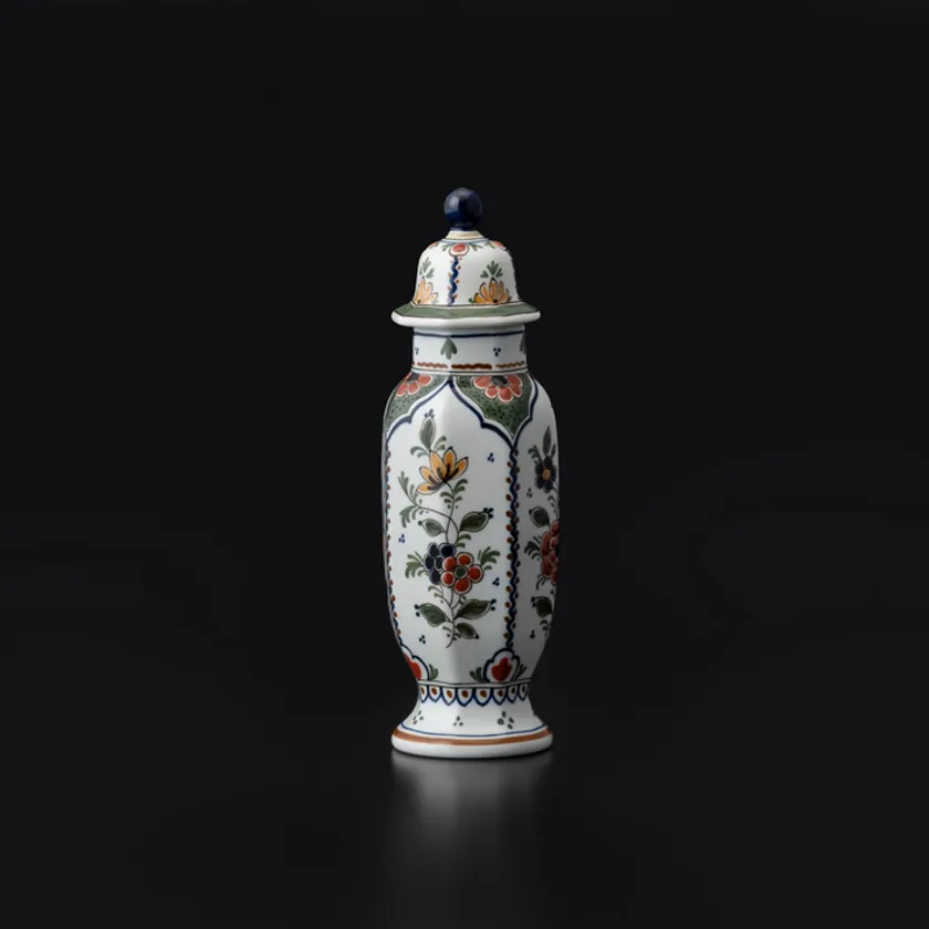 オランダ・デルフト 色絵草花文飾小壺 甲賀市