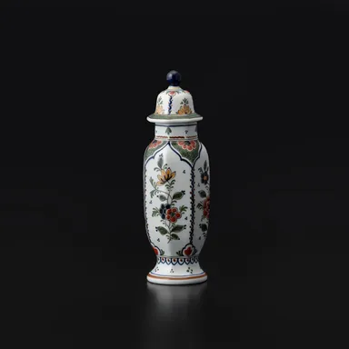 オランダ・デルフト　色絵草花文飾小壺 甲賀市