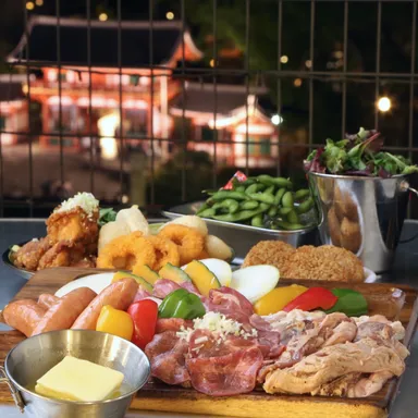 ・6,000円プラン(2)：【牛タンBBQ】牛タンの北海バター焼きしゃぶに4種お肉がついたリッチプラン