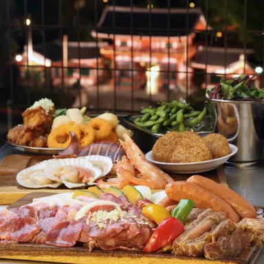 ・7,500円プラン：北海道ブランド肉＆海の幸をビアガーデンで満喫プレミアム炭火BBQプラン