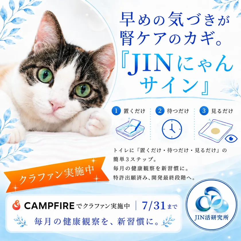 愛猫の腎臓を見守るきっかけシートを開発中(特許出願済)クラウドファンディングCAMPFIREに掲載