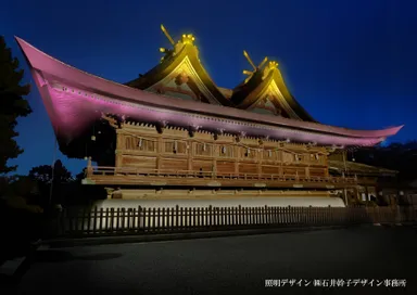 吉備津神社 国宝本殿・拝殿 ライトアップイメージパース