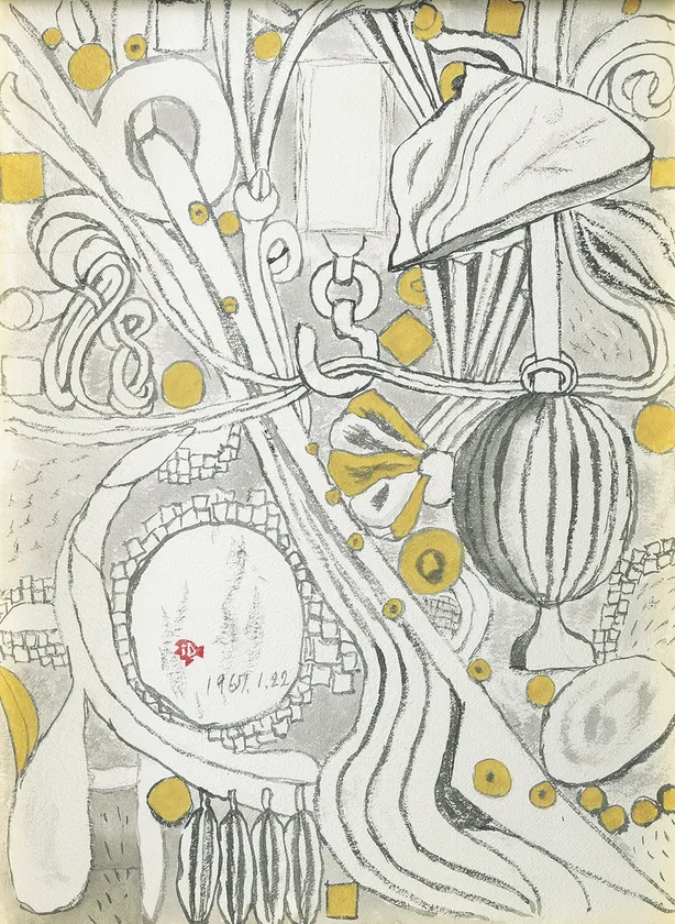 堂本印象 《瞑想(堂本美術館壁面装飾下絵)》昭和42年(1967)京都府立堂本印象美術館蔵
