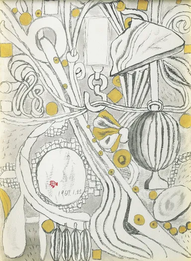 堂本印象 《瞑想(堂本美術館壁面装飾下絵)》昭和42年(1967)京都府立堂本印象美術館蔵