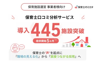 保育士口コミ分析サービス445施設突破