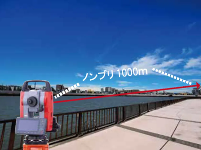 ノンプリズムの最大測距可能範囲は1000m