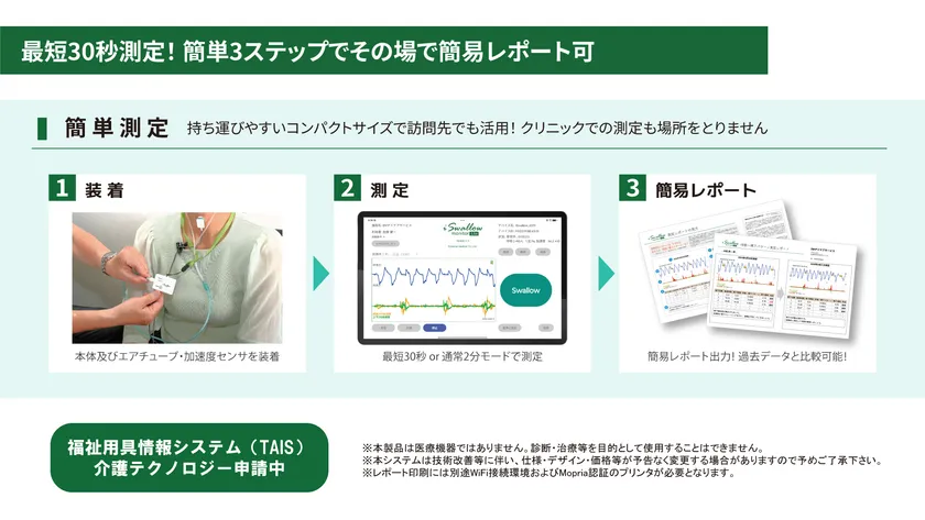 最短30秒で測定!簡単3ステップでその場で簡易レポート可