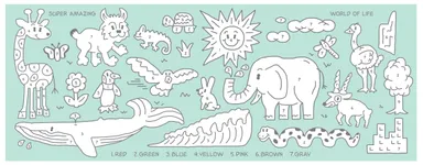 いきもの超ワールド展×松原光　手ぬぐい（塗り絵）