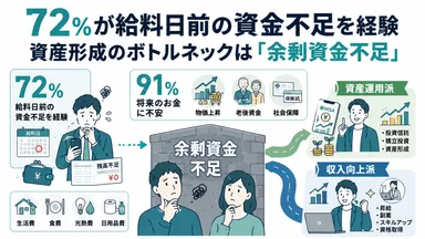 会社員300人調査｜72％が給料日前の資金不足を経験