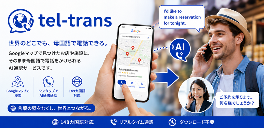 Googleマップから母国語で病院へ電話できる
AI通訳電話「tel-trans」を初公開