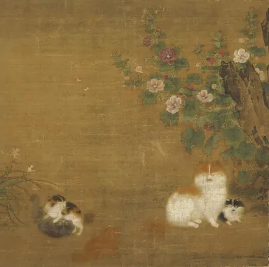 蜀葵遊猫図