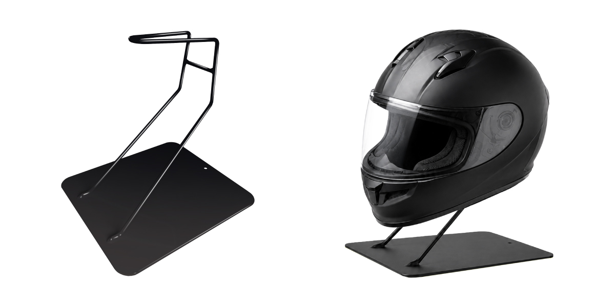置くだけでヘルメットを“見せる収納”へ 3色展開のヘルメットスタンド