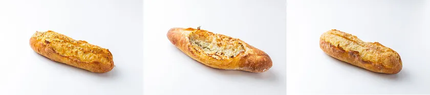 左:ガーリックフランス 350円 中央:しらすフランス 350円 右:ゆずこしょうフランス 350円