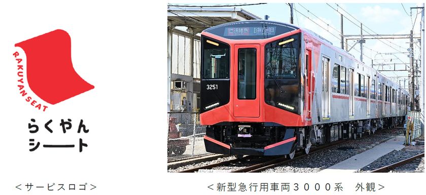 新型急行用車両3000系に導入する当社初の
座席指定サービス
名称を「らくやんシート」に決定！
大阪梅田駅～山陽姫路駅間でサービスを提供！