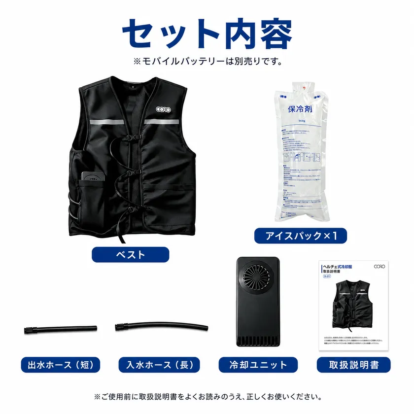 セット内容。モバイルバッテリーは付属しません。