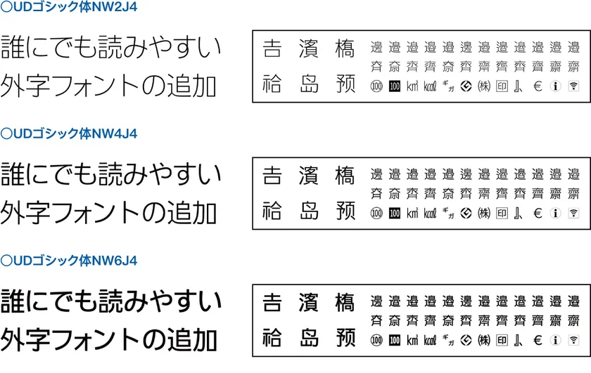 外字対応「UDゴシック体」書体見本