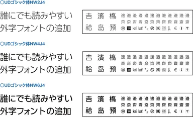 外字対応「UDゴシック体」書体見本