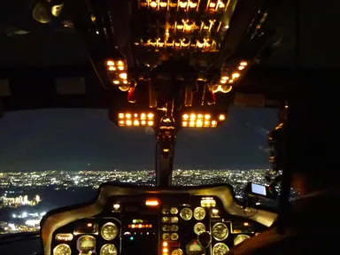 コックピット越しに見える夜景はヘリならではの空間