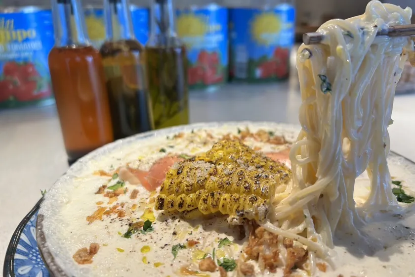 もちもちの麺に、冷たいクリームがとろりと絡む冷製パスタ