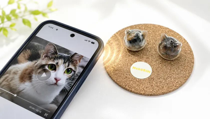 スマホをかざすと、思い出画像や動画が表示される