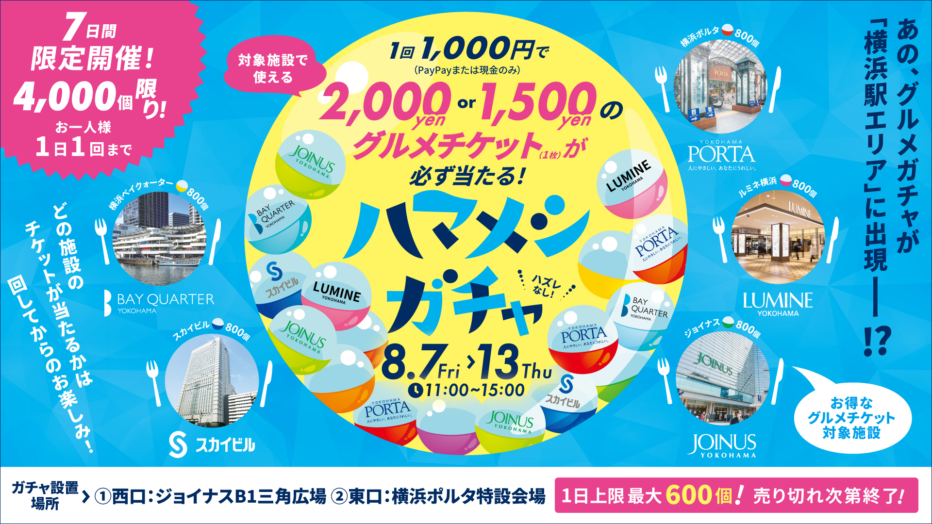 ���ͱإ��ꥢ����5���Ȼ��ߤ�Ϣ�Ȥ���������ͷ�����ڡ���1��1,000�ߤ�ɬ��1,500�ߤޤ���2,000��ʬ�Υ��������åȤ������롪�֥ϥޥ᥷�������8��7��(��)��13��(��)��7���ָ��곫�š����祤�ʥ�����ߥͲ��͡����ͥݥ륿���������ӥ롦���ͥ٥�����������������