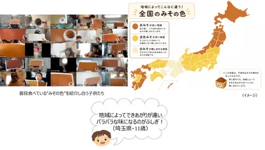 普段食べている“みその色”を紹介し合う子供たち