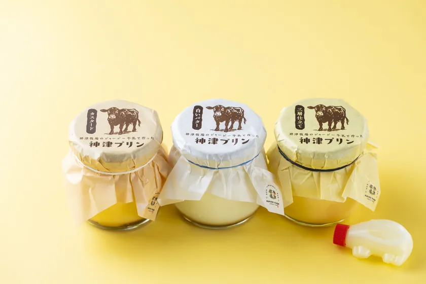 神津プリン3種(ゴールドバターのせ・3層仕立て・カスタード)