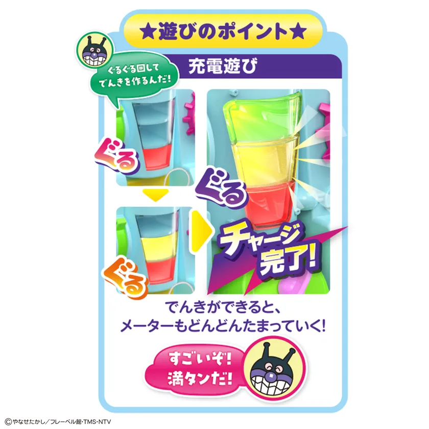 ぐるぐる充電!チャージでピカッ!ばいきんまんエネルギー工場(商品特長)